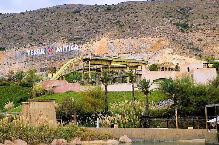 IMGP0193.JPG - Terra Mitica Theme Park 'Falls of the Nile' log flume can just be seen in foreground